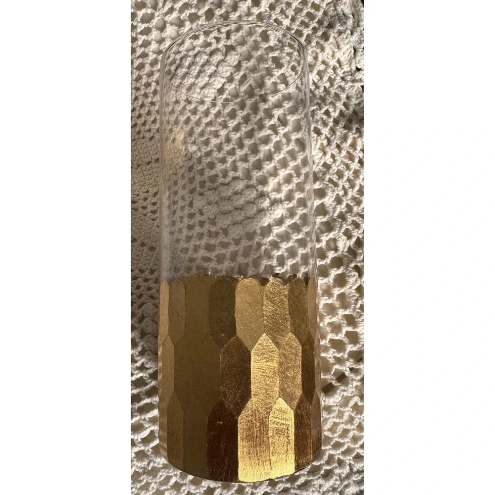 Gold Honeycomb Highball Glasses Set‎ of 2 Barware Drinkware Handwash Only